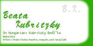 beata kubritzky business card